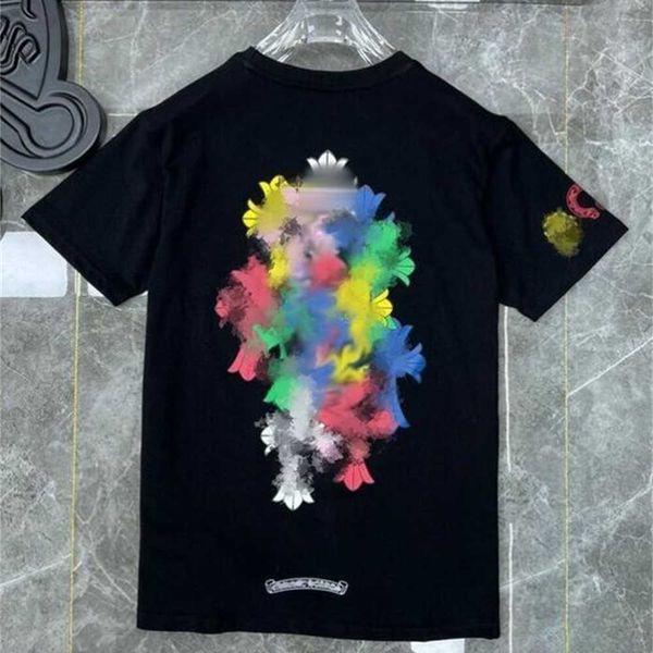 

designer mens womens t shirts summer loose horseshoe cross print brand ch letters clothing tshirtc lassicl uxuryst eec asualp urec ottonw om, Black