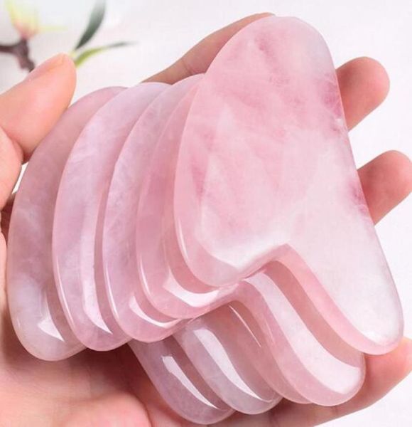 

natural rose quartz beauty gua sha scraping massage tools acupuncture scraping tool back massage body massager slimming facial4910589