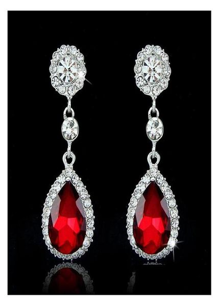 

jewelry fashion bridal crystals earrings sier rhinestones long drop earring 5 colors wedding gift delivery party events accessorie9709088, White
