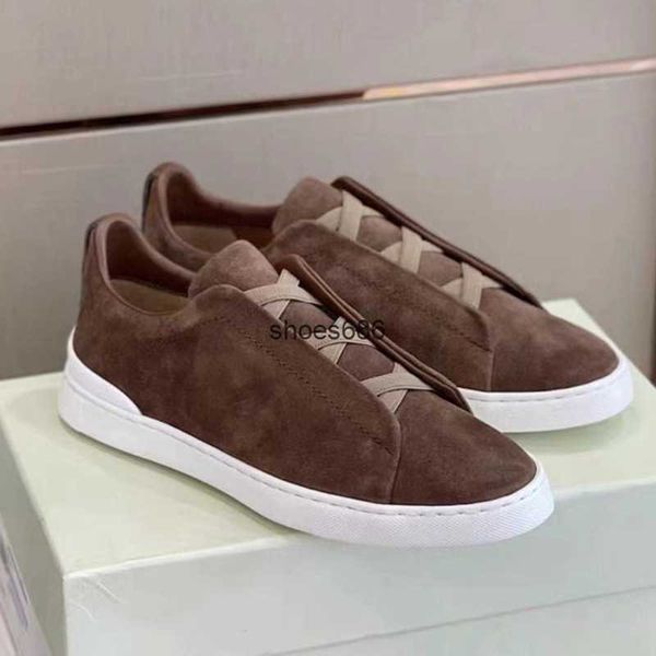 

2023 spring genuine leather mens shoes cowhide lining ermegiidozega zegna casual board shoes new mens sports casual shoes large shoes, Black