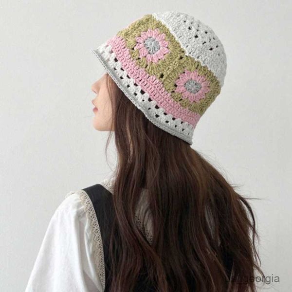 

caps 2023 summer women knitted beanies cap knitting bucket hats handmade cloche crochet hats style r230628, Blue;gray