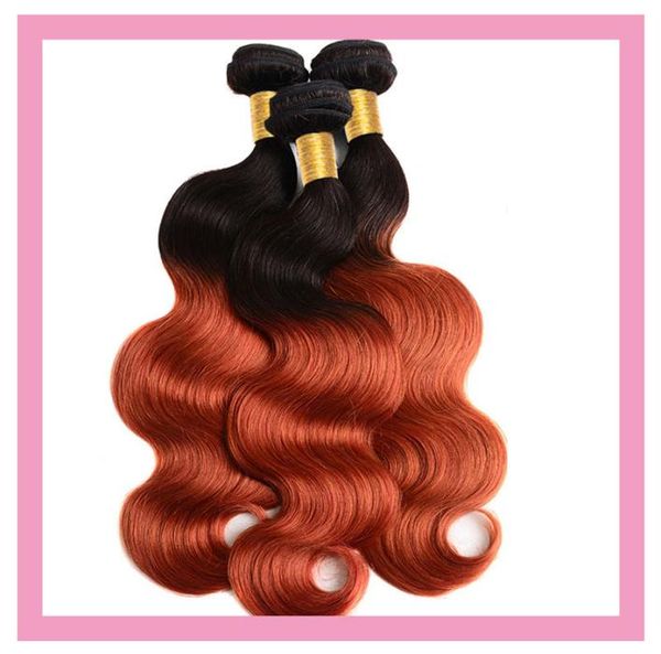 

brazilian human hair 1b 350 ombre two tones color body wave 3 bundles double wefts 1b350 hair products 3 pieceslot7509120, Black