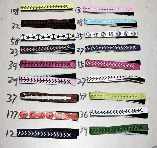 

baseballseamstitch headband stretch sports baseball leather, Silver