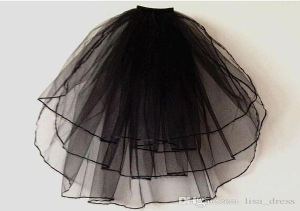 

wholelayer 3 black ivory white ribbon edge wedding veils elbow length bridal veil with comb lace ball gown wedding dresses1966311