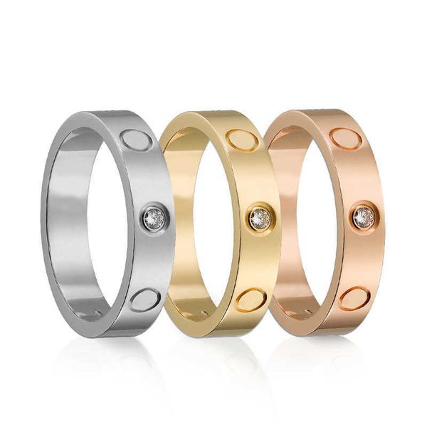 

high-quality titanium steel love seven nails one diamond eternal ring inlaid lovers' jewelry carti, Silver