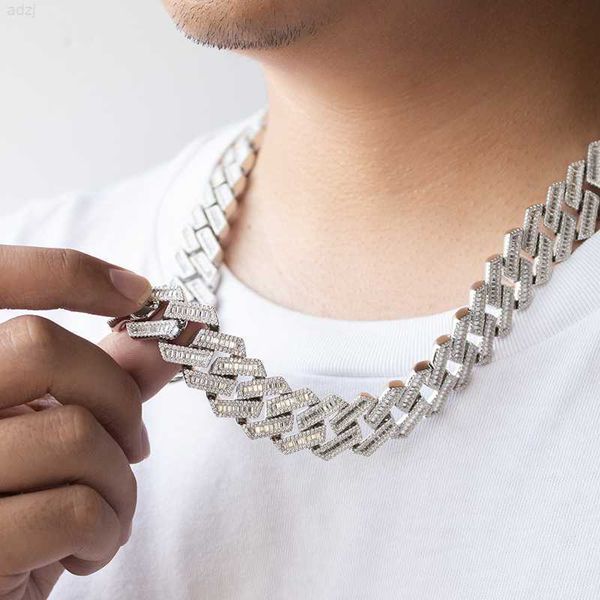 

mens cuban chain customized 925 silverclustered mosson lab diamond 20mm vvs moissanite cuban chain necklace, Silver