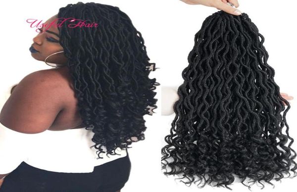 

ombre color goddess locs hair marley braiding hair extensions 18inch crochet braids half wave half curly bohemian locks for women 7324921, Black