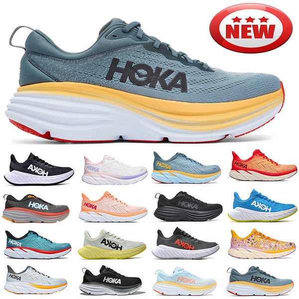

2023 hoka one bondi 8 running shoe mens sneaker hokas shoes clifton 8 carbon x 2 triple black white goblin blue lilac designer men women spo
