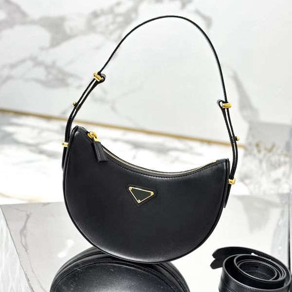 

handbag with shoulder straps triangle half moon bag prad mirror quality luxurys cross body men totes genuine leather clutch designer purses