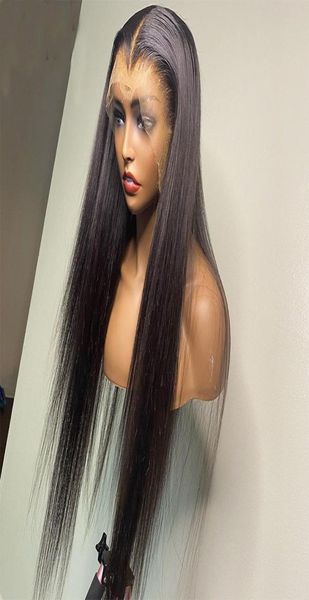 

26inch 180density natural black long silky straight part glueless lace front wig for women with baby hair natural hairline5009670, Black;brown