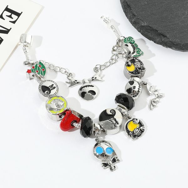 

anime halloween ghost mom skull bracelet drip oil metal accesssory girls cute sweet student friend bracelet, Blue