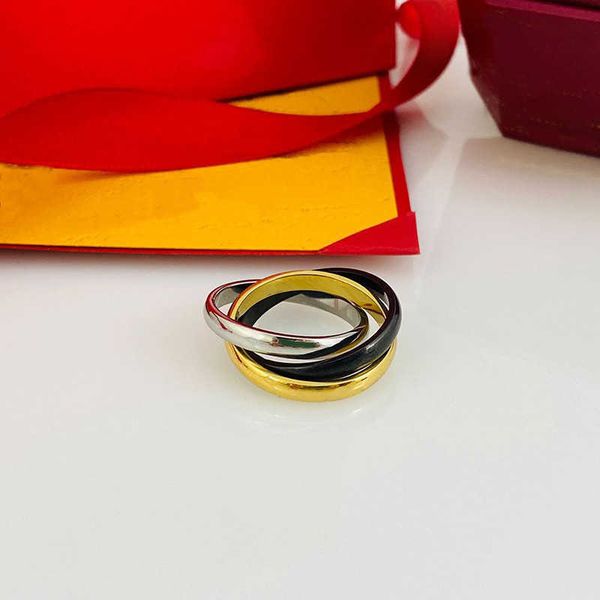 

high-quality carti three ring color fashion trend stainless steel titanium 18k rose gold batch, Silver