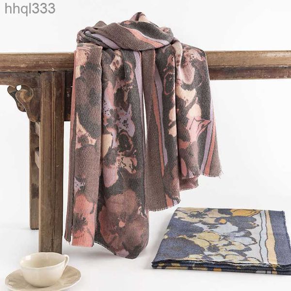 

ethnic style, large flowers, fresh and sweet scarf, herringbone pattern, thick and soft feel, shawl printing, spring and autumn style scarf, Red;brown
