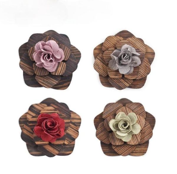 

cloth art wooden brooch sold well in foreign trade wedding banquet for both men and women bow ties2227214, Black;gray