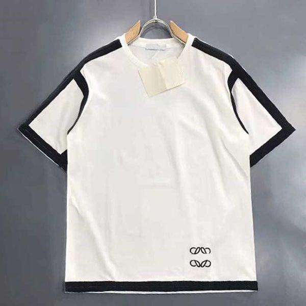 

men's summer t-shirt high-end clothing new lowe short sleeved woven belt set versatile pure cotton fashion labelchina, White;black