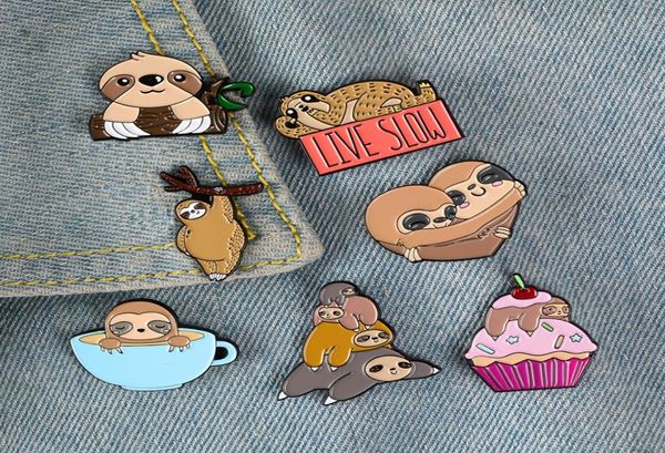 

animal sloth cute small funny enamel brooches pins demin shirt decor brooch pin metal kawaii badge fashion jewelry1930893, Blue