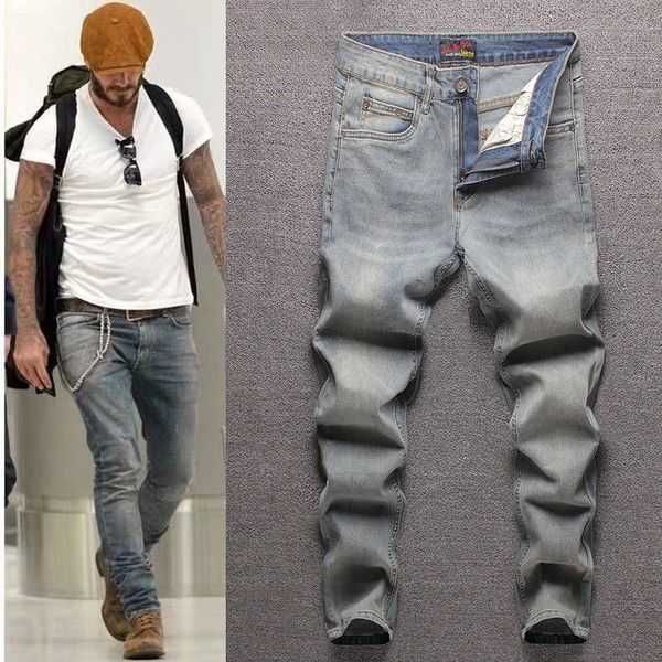 

designer purple jeans european american retro jeans men's beggar's old patch loose straight long pants personality fashion brand l, Blue