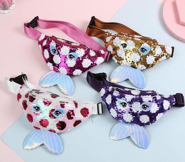

kid mermaid belt fanny pack cartoon waist bag sequins cute chest cosmetic bag women shoulder beach crossbody bag new7227532