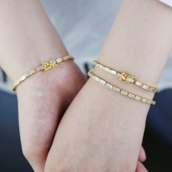 

new arrive luxury bracelet women men gold color iced out bling cubic zirconia couple jewelry gift, Golden;silver