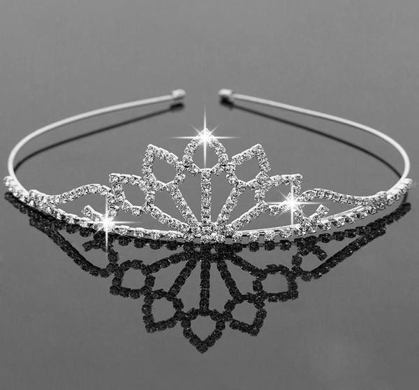 

girls crowns with rhinestones wedding jewelry bridal headpieces birthday party performance pageant crystal tiaras wedding accessor6146118, Silver