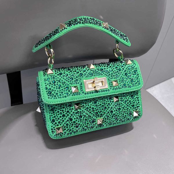 

women's valenti designer bag rivet roman stud tote bag kwy1 diamond nail chain iced out handbag single shoulder crossbody versatile lux