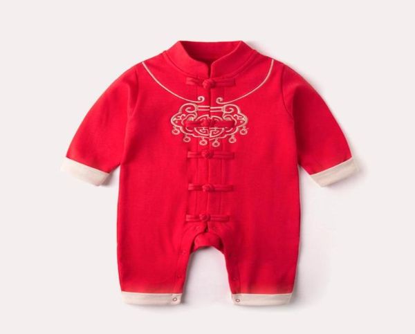 

jumpsuits 2021 kids clothing for chinese year tang suit baby boy girl lock print long sleeve romper infant jumpsuit warm clothes7400354, Blue
