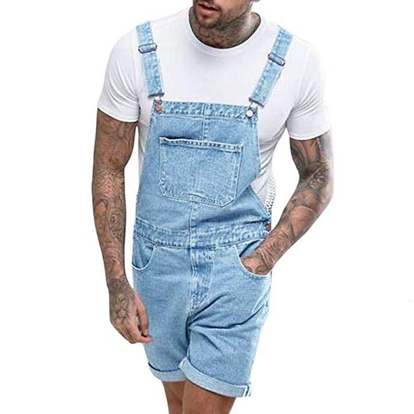 

men's jeans denim vintage overalls pants fashion casual short 2023 summer clothing streetwear jumpsuits large size loose tourism 230628, Blue