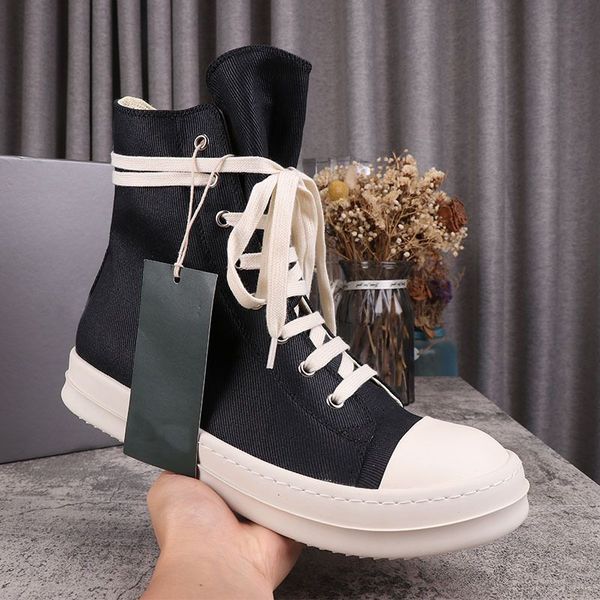 

designer high street rick canvas shoes men's casual shoes black male sneakers streetwear solid lace-up owens designer women's snea
