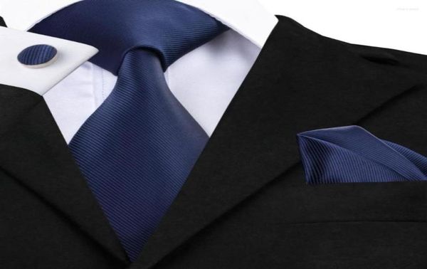 

bow ties 2022 fashion midnightblue solid tie hanky cufflinks silk necktie for men formal business wedding party c7702814667, Black;gray