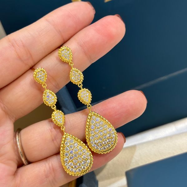 

luxury designer dangle earrings serpent brand designer full crystal three round water drop earrings for women jewelry, Silver