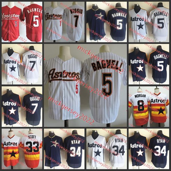 

jeff bagwell craig biggio baseball jersey stitched mens #8 joe morgan #33 mike scott #34 nolan ryan jerseys s-3xl, Black