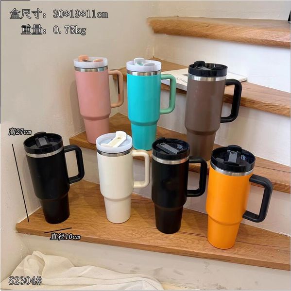 

car mounted water cup straw cup big head ice cup insulation large capacity vehicle outdoor gym fashion water cup have box