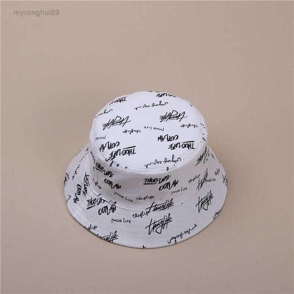

bucket hat female graffiti thuc letters sunscreen versatile fashion brand street double side sunshade basin fzrk, Blue;gray