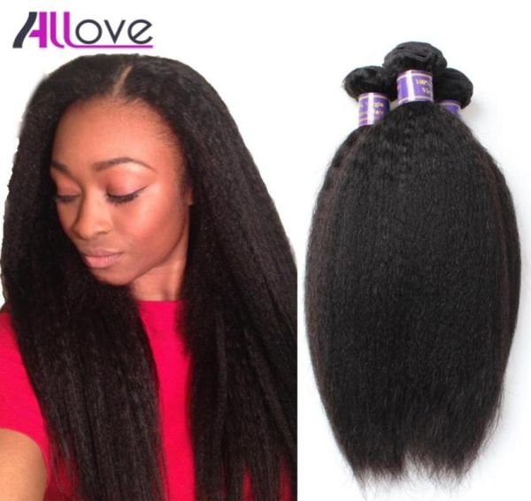 

allove 8a brazilian human hair yaki straight 4pcslot malaysian hair weaves peruvian virgin hair indian human virgin extensions90266295244, Black