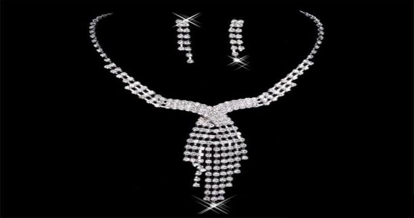 

wedding bridal accessories jewelry necklace and earring set party jewelry for bride5393739, White