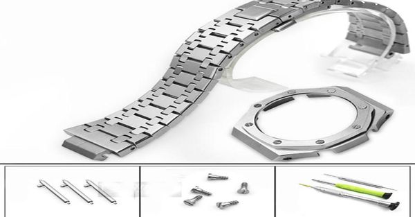 

watch bands est watchband and bezel for ga2100 set modification 100 metal 316l stainless steel with tools ga21009994729, Black;brown