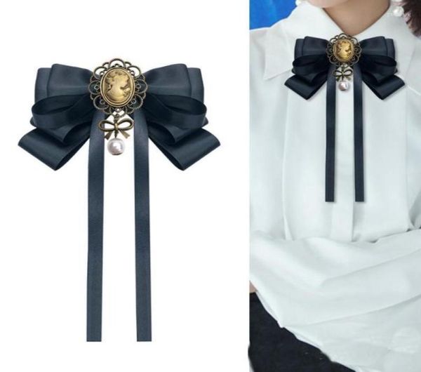 

black beauty head bow tie female brooch retro british college style bows brooches for women shirt collar jewelry accessories neck 1578893, Blue;purple