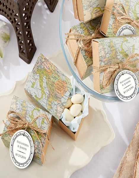 

100 pieceslot wedding gift box of quotaround the worldquot map favor box for wedding decoration and party favor candy box2922817