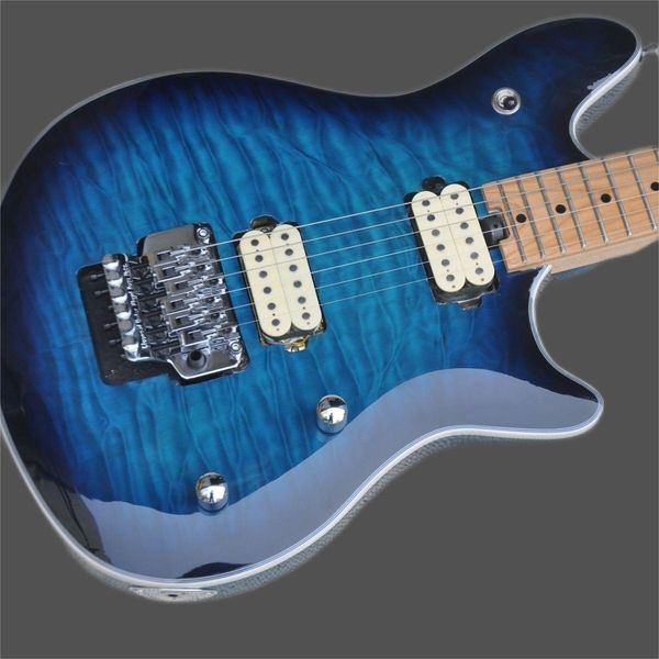 

blue electric guitar, white wax body, custom, good quality2456