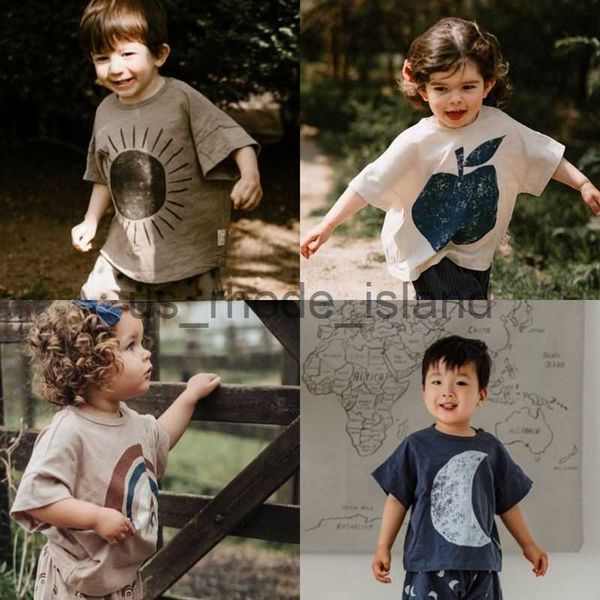 

t-shirts child tees versatile casual sports t pullover shirt toddler brand new cute print solid 2023 summer costume for girls boys x0628, Blue