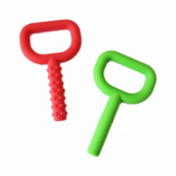 

silicone key shape teethers chewing tube smooth textured key teething toy fda safe silicone boys girls chew tools autism special