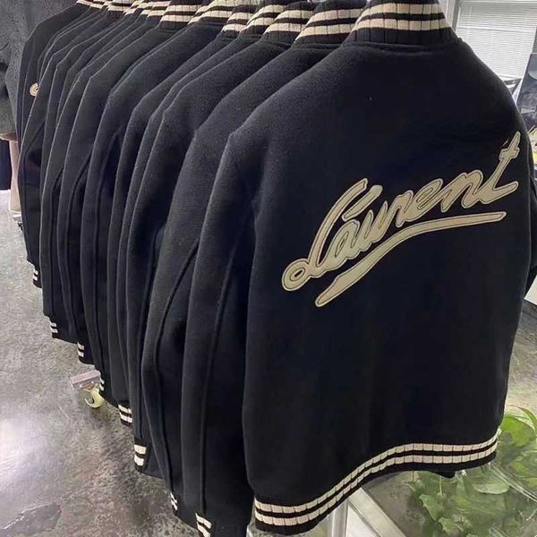 

luxury designer jacket mens baseball jackets embroidered sportswear men women loose hip hop wool cardigan coat us size, Black