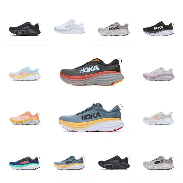 

hoka hokas one bondi 8 running shoes mens womens black white grey walk trainers movement clifton 8s people golden coast floral x2 blue coral