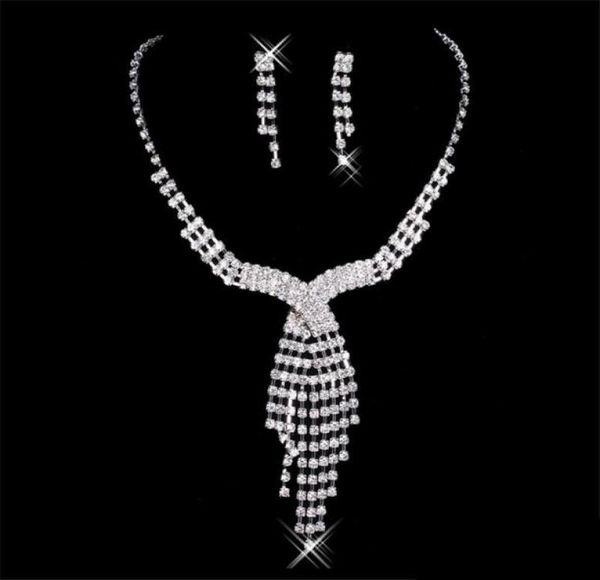 

wedding bridal accessories jewelry necklace and earring set party jewelry for bride2476158, White