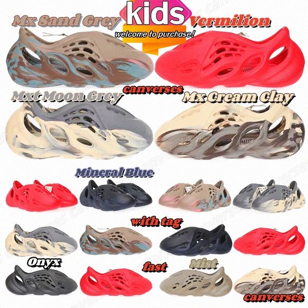 

kids foam runner runners rnr sandals slippers onyx red vermillion mx sand grey cream mineral blue clay mxt moon gray big boy youth toddlers, Black;red