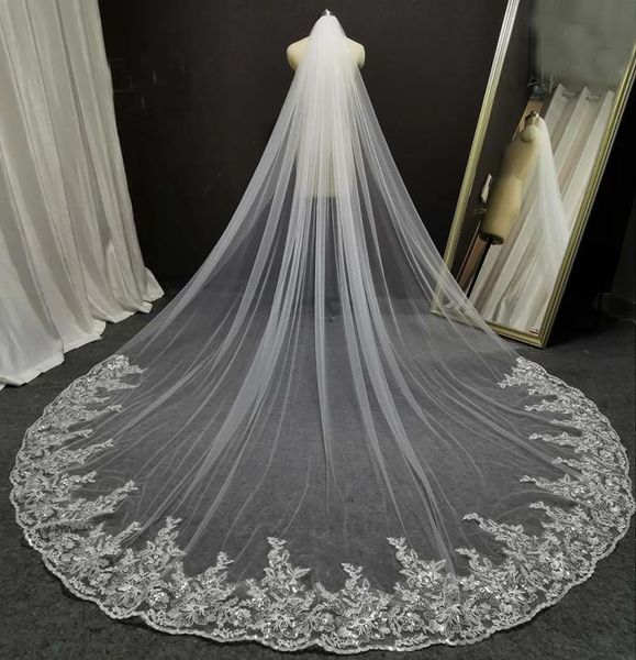 

real image glitter sequins lace long wedding veil 3 meters white ivory bridal veil wedding headpieces bride veil5211067, Black