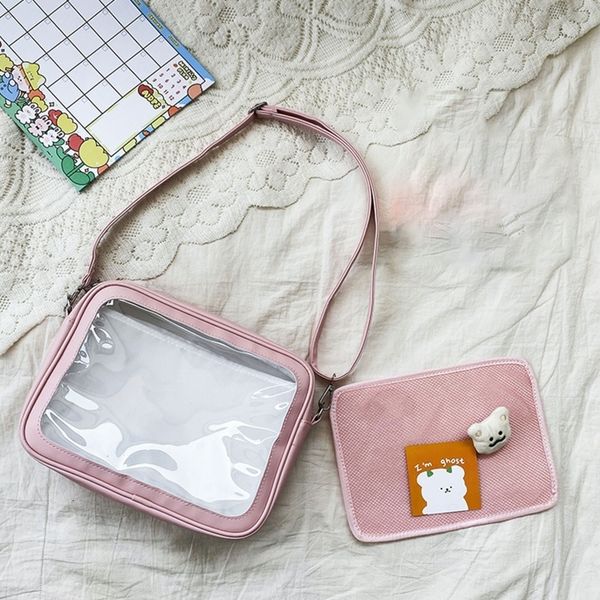 

evening bags luxury pu ita bag crossbody women sweet lolita cute transparent pocket japanese style shoulder purse 230628