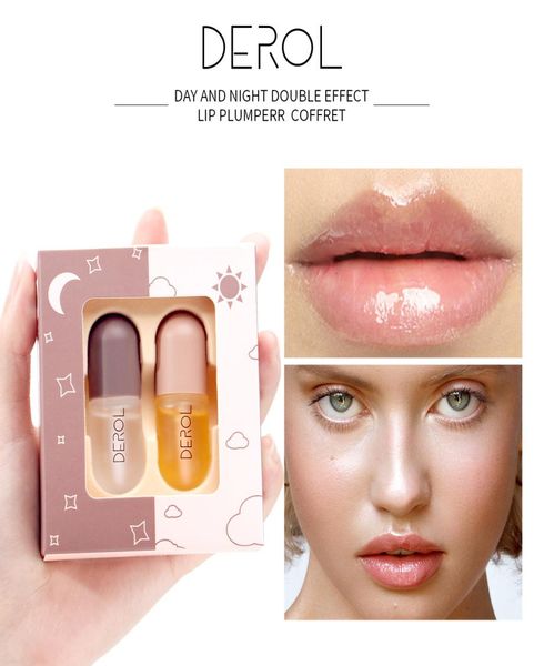 

derol 55mlx2 day night volumising gloss lips plumper lip fine lines mask long lasting moisturizer care oil plump serum4992043