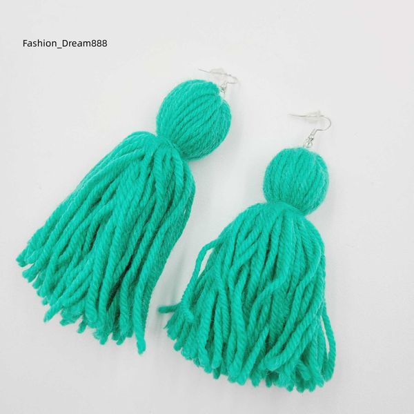 

h p creative fashion multi color tassel earrings women boho earrings handmade cotton long tassel earring, Silver
