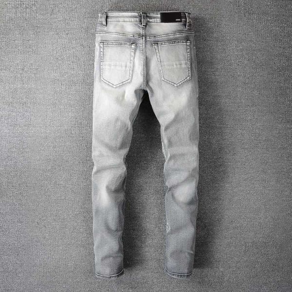 

men's jeans amirs designer fashion pants cool stylish leisure ripped brand casual hip hop high street worn washed ink color painting sl, Blue